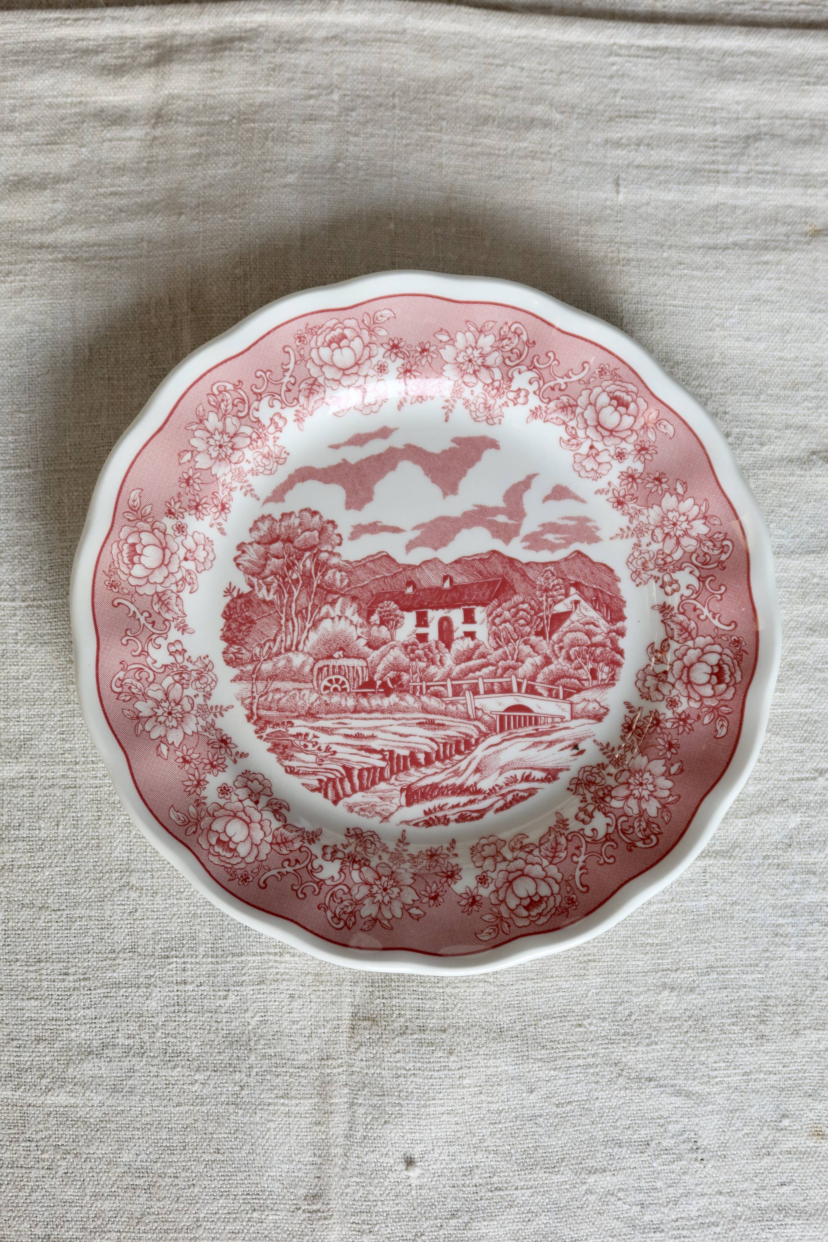 Vintage dessert plate N. Fontebasso – Red country decor