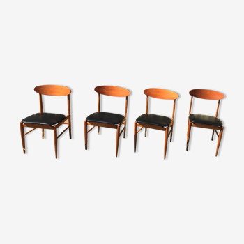 Chaises scandinaves teck et skaï années 60