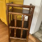 Charming Vintage Shelf in Rattan and Bamboo (3 tiers)