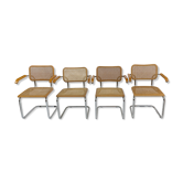 Lot of 4 chairs model Cesca by Marcel Breuer with armrests