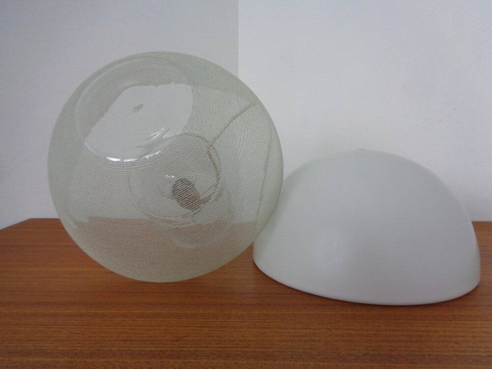 Two-Piece Opal Glass Table Ball Lamp, Italy, 1960s