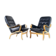 Pair of vintage leather lounge armchairs 70s