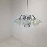 Italian Ceiling Lamp with Five Blue Murano Glass Lamshades – 1970s