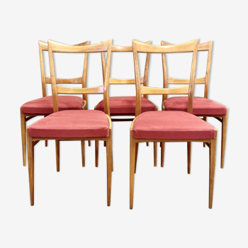 Ensemble de 5 chaises scandinaves 1950