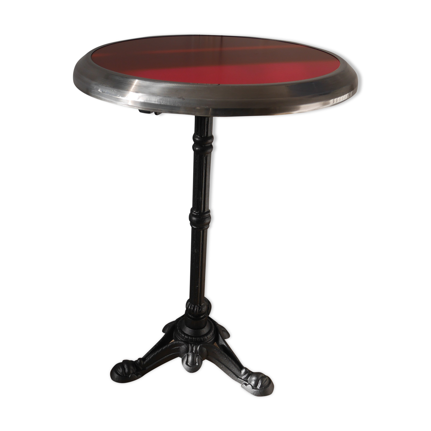 Table top laminate polished stainless steel ringed Bistro cast iron base