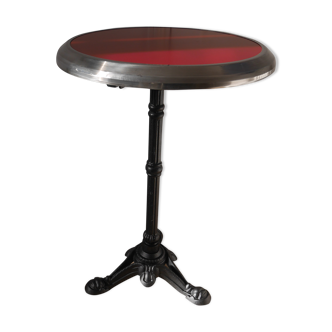 Table top laminate polished stainless steel ringed Bistro cast iron base