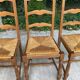 3 chaises bois massif paillées type ferme dossier haut