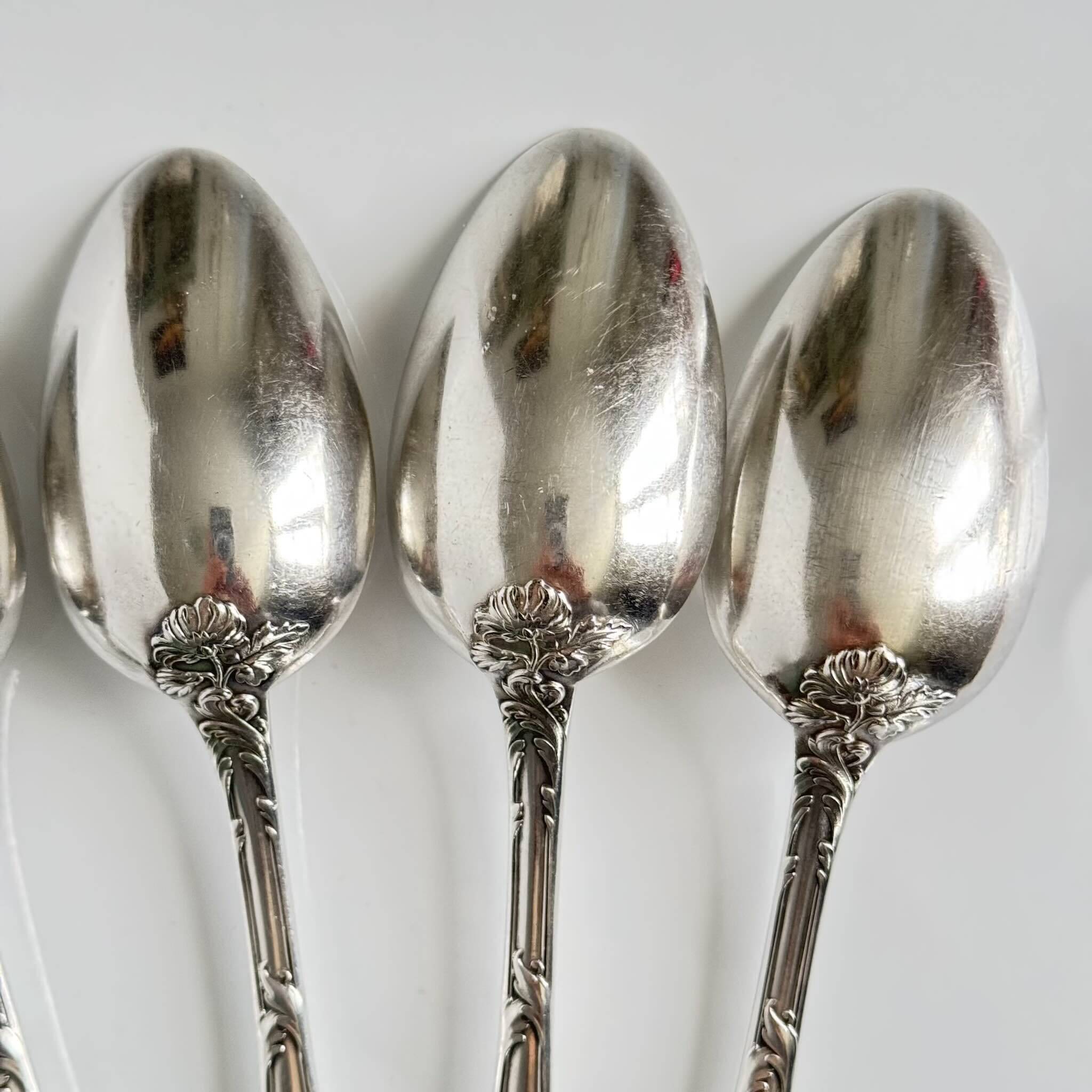 Christofle Chrysanthemum | Set of 6 Spoons | Art Nouveau