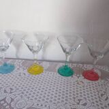 4 colored champagne glasses