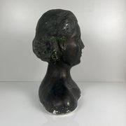 Female bust in neoclassical style in plaster by M. Mongey, 20th century.