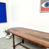 Grande table ancienne ovale en chêne massif – Circa 1900