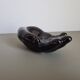 Vintage 1970s black ceramic hand-shaped trinket dish, retro decorative sculpture, centerpiece, home decor, soap dish