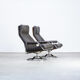 70s leather lounge fauteuil swivel chair set/2