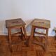 Pair of antique wooden workshop stools