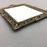 Vintage wall mirror t brass frame, italy, 1950 s