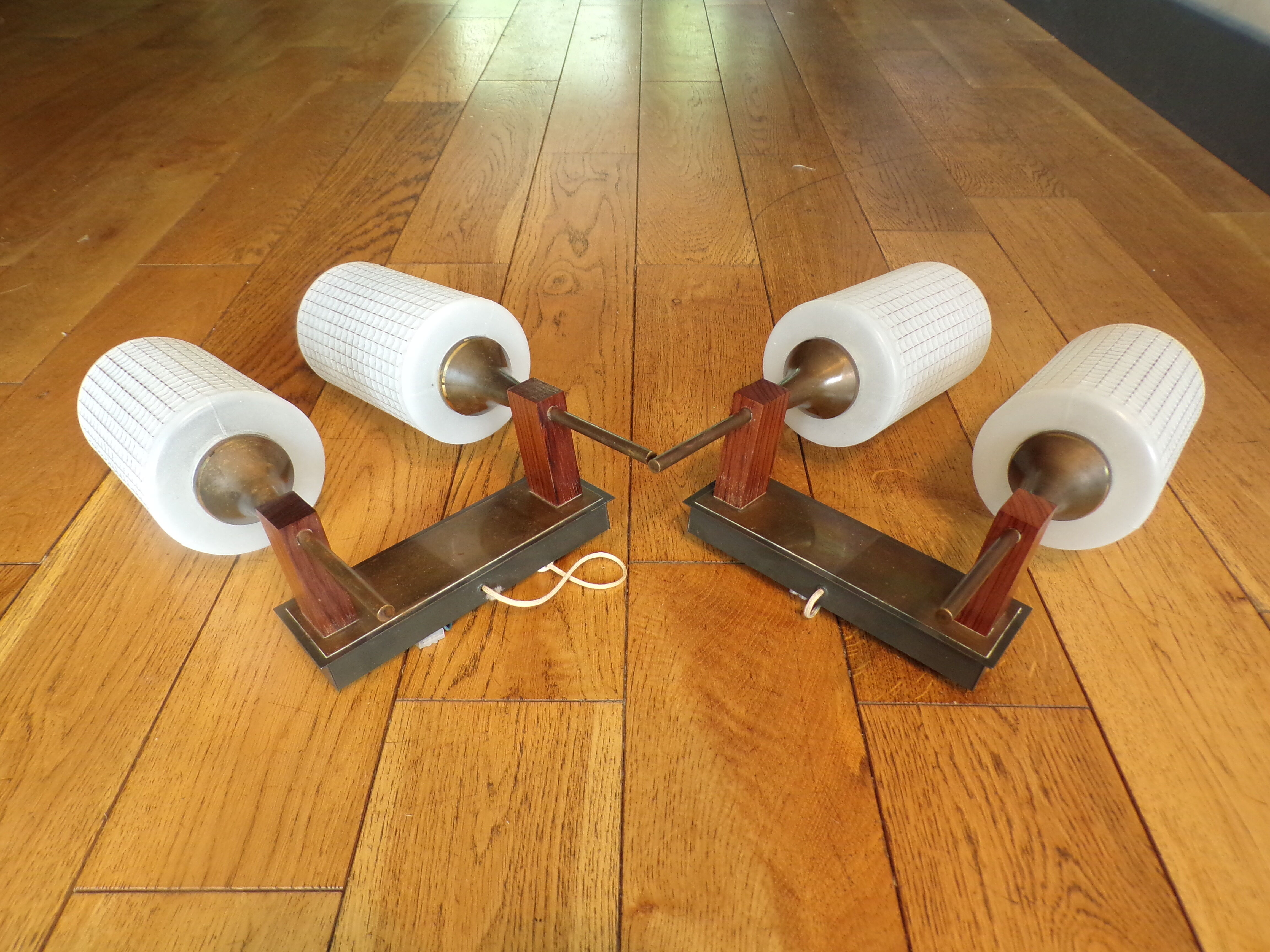 Pair of wall lamps Neuhaus Leuchten 2 burners 1960
