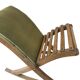 Ancien Repose Pied A Bascule Tissu Vert Et Bois Vintage Déco