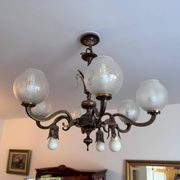 Lustre cage Louis XV en bronze massif et pampilles cristal - 9 lumiere