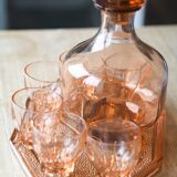 Service à liqueur art déco rose
