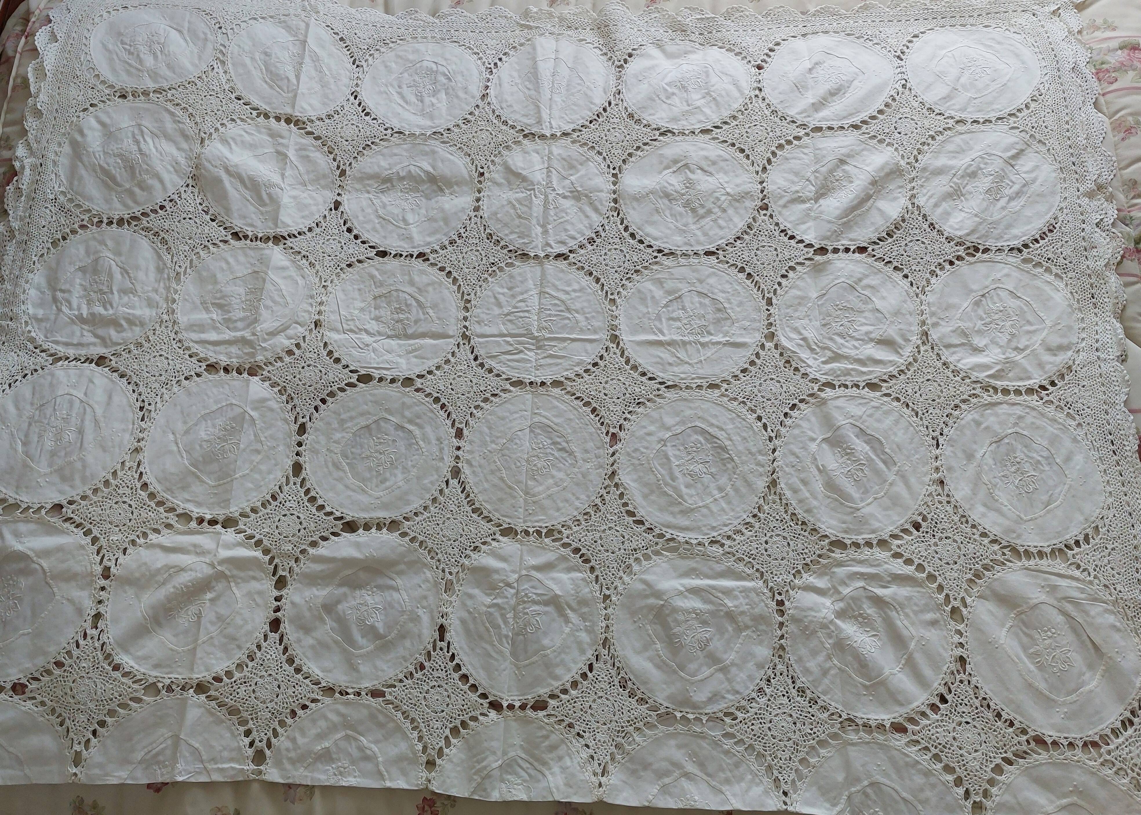 Hand-embroidered tablecloth