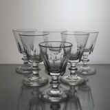 6 19th century crystal wine glasses in the shape of Baccarat, Caton model
