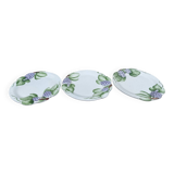 3 assiettes à dessert barbotine raisin