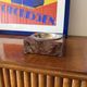 Mid-century modern brown goatskin parchment ashtray, Aldo Tura, Italy 1960s