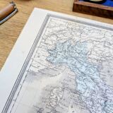 Italy, old map, printed in 1852.