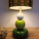 Green totem lamp, vintage afro-pop psychedelic lampshade.