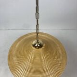 Pencil Reed Rattan Bamboo Hanging Pendant Lamps, Italy, 1970s, Set of 2