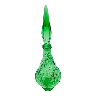 Grande carafe en verre vert au décor en relief d’Empoli Made in Italy - vintage - années 60