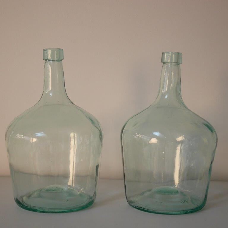 Lot de 2 dame-jeannes vert clair