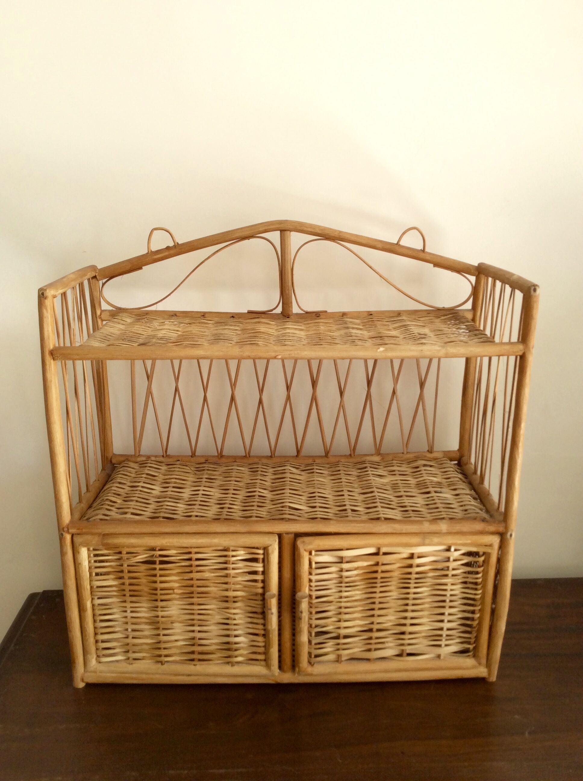 Vintage wicker wall shelf