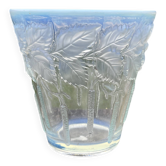 Opalescent glass vase moulded with leaf and catkin decoration – in the style of Lalique.
