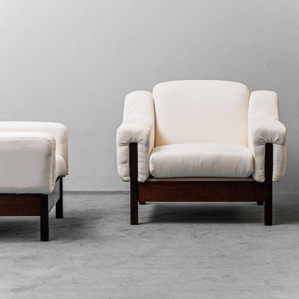Coppia di poltrone cotone bianco saporiti anni ’70 vintage modernariato
