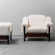 Coppia di poltrone cotone bianco saporiti anni ’70 vintage modernariato