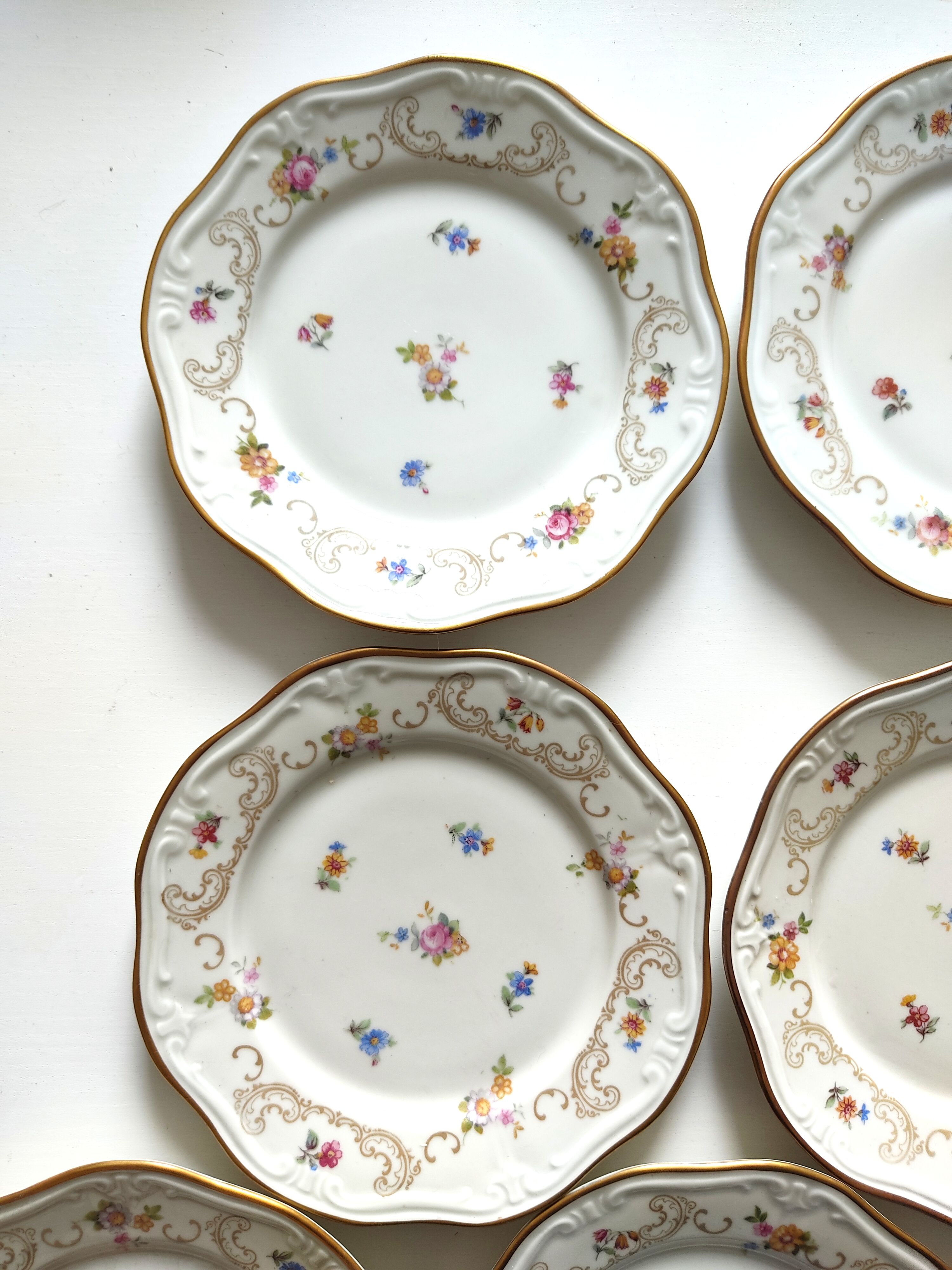 10 assiettes en porcelaine fleurie, veb r reichenbach