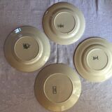 Set of 4 old plates with blue-green décor