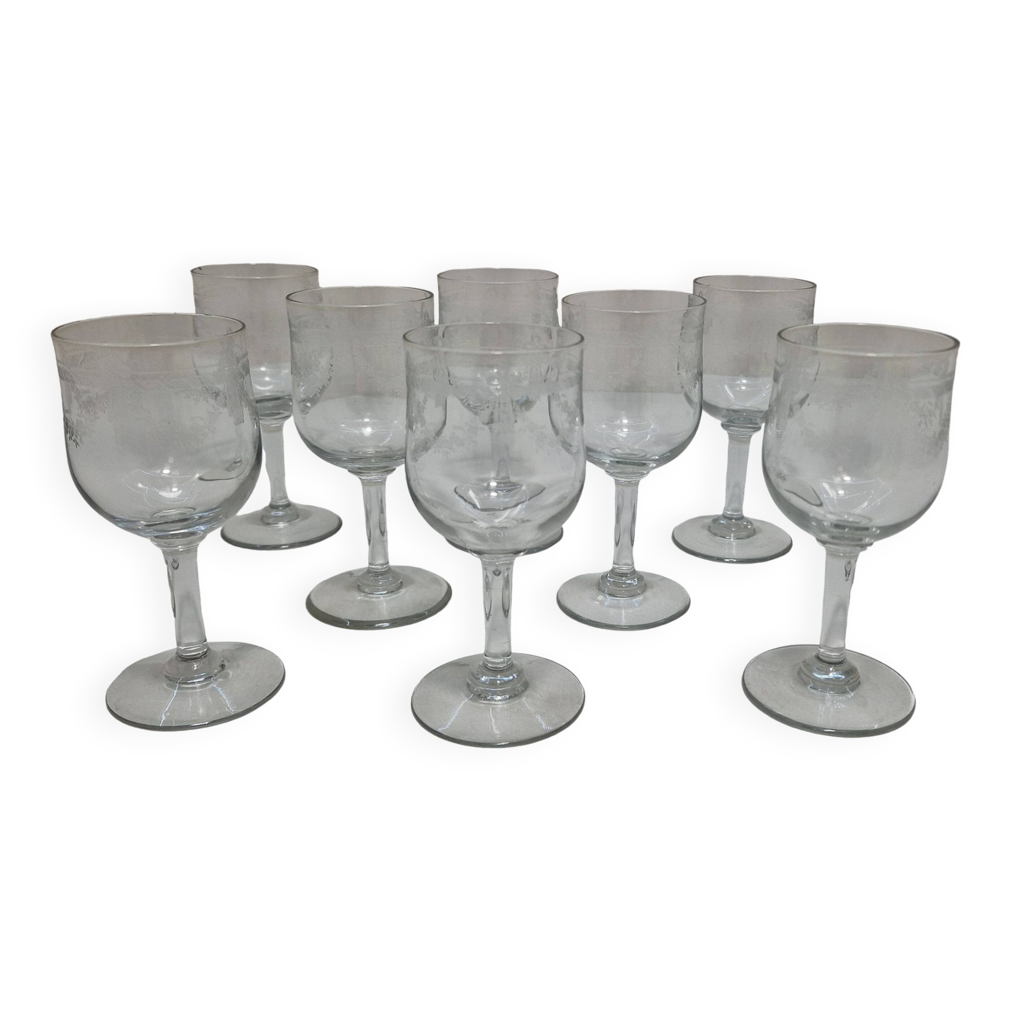8 engraved crystal glasses