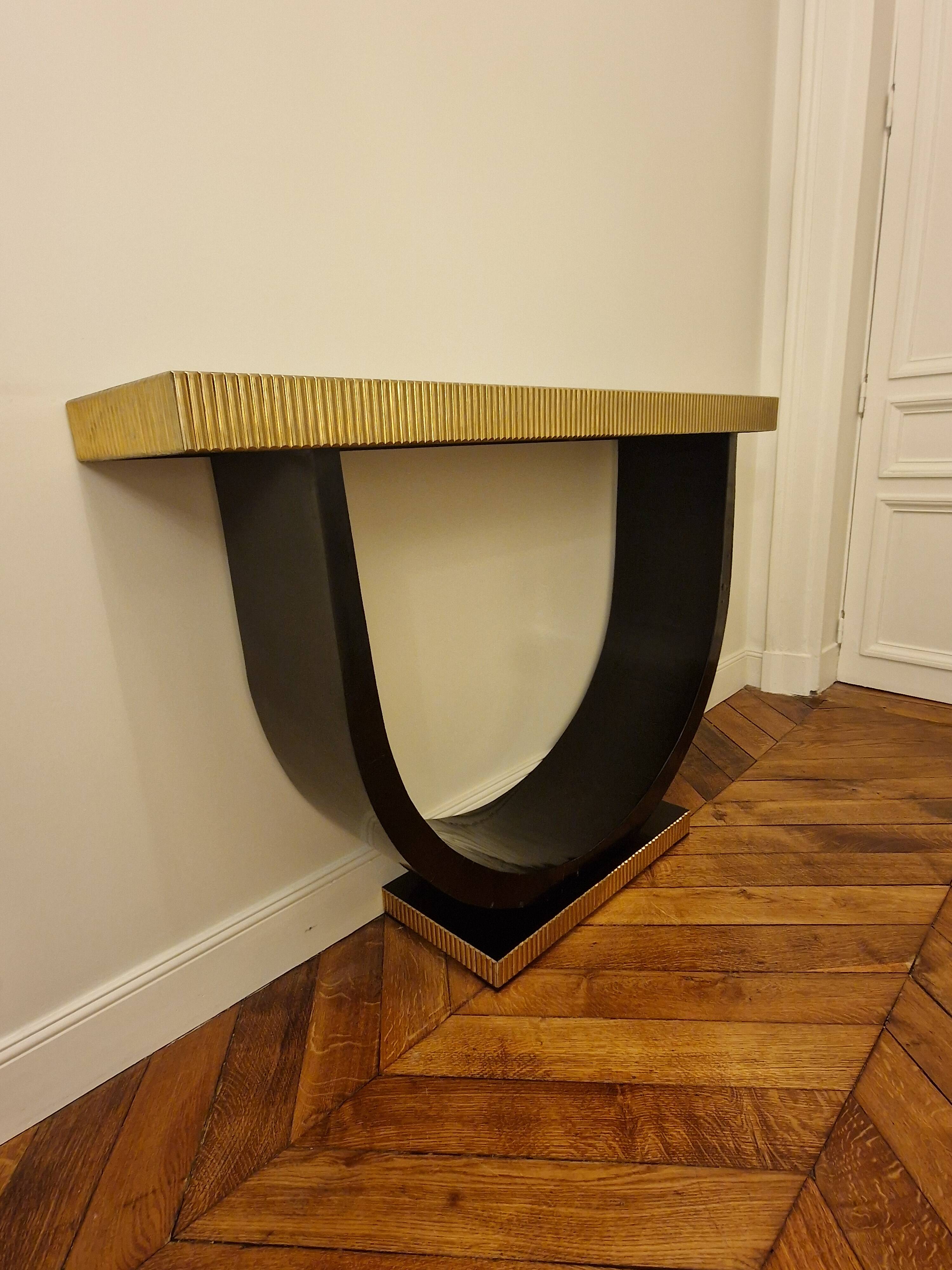 Art Deco console in black lacquered wood