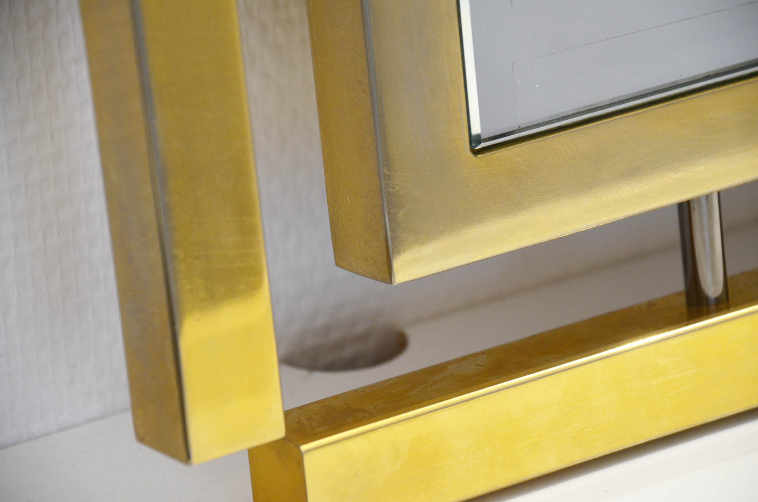 Modernist Italian mirror chrome steel gold 70 71 X 71