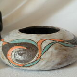Vase boule Raku moderniste effet glaçure signé