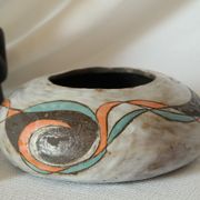 Vase boule Raku moderniste effet glaçure signé