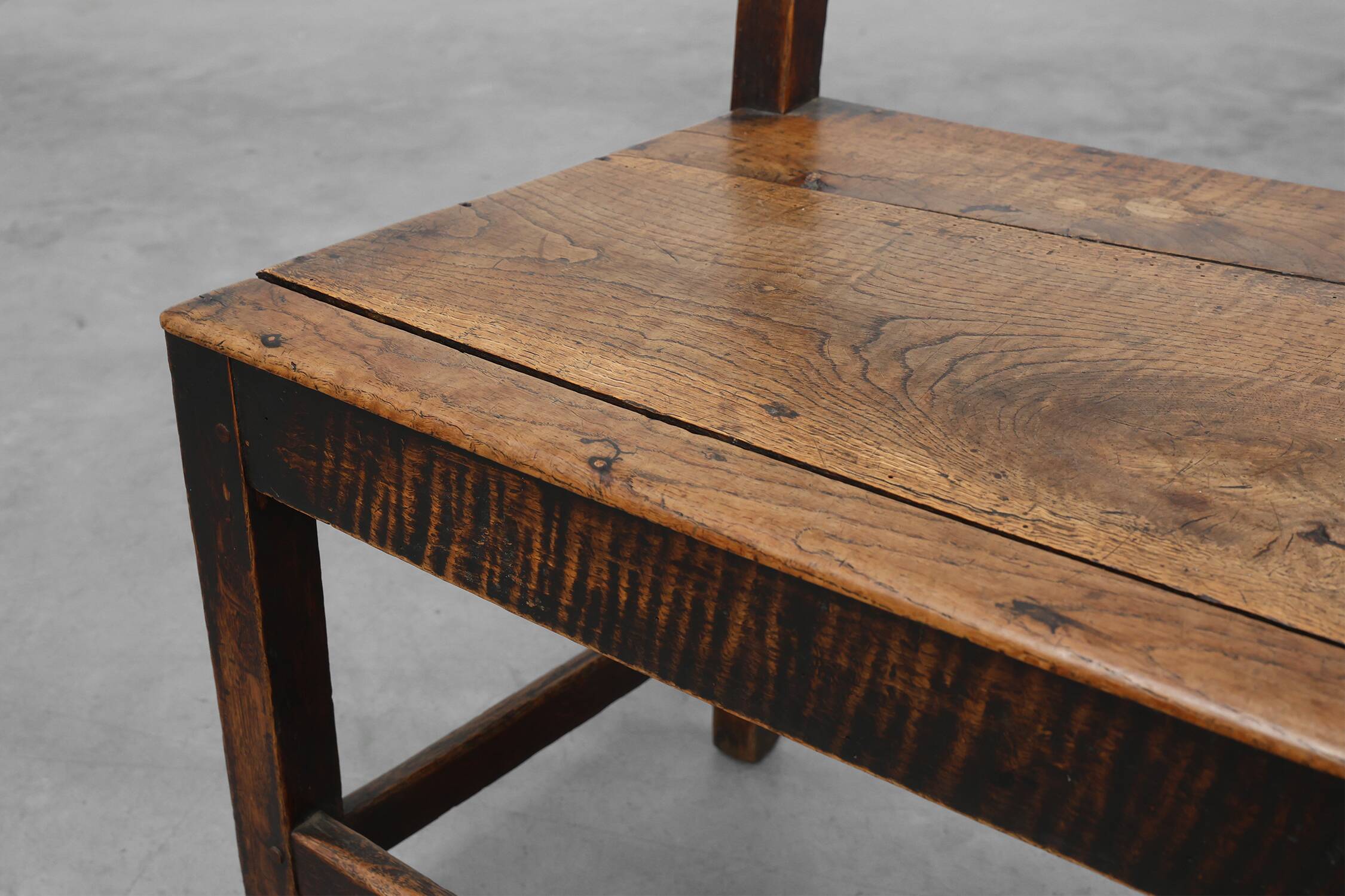 Antique oak late 19th century oak side chair, Belgium