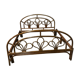 Vintage wicker rattan headboard bed frame