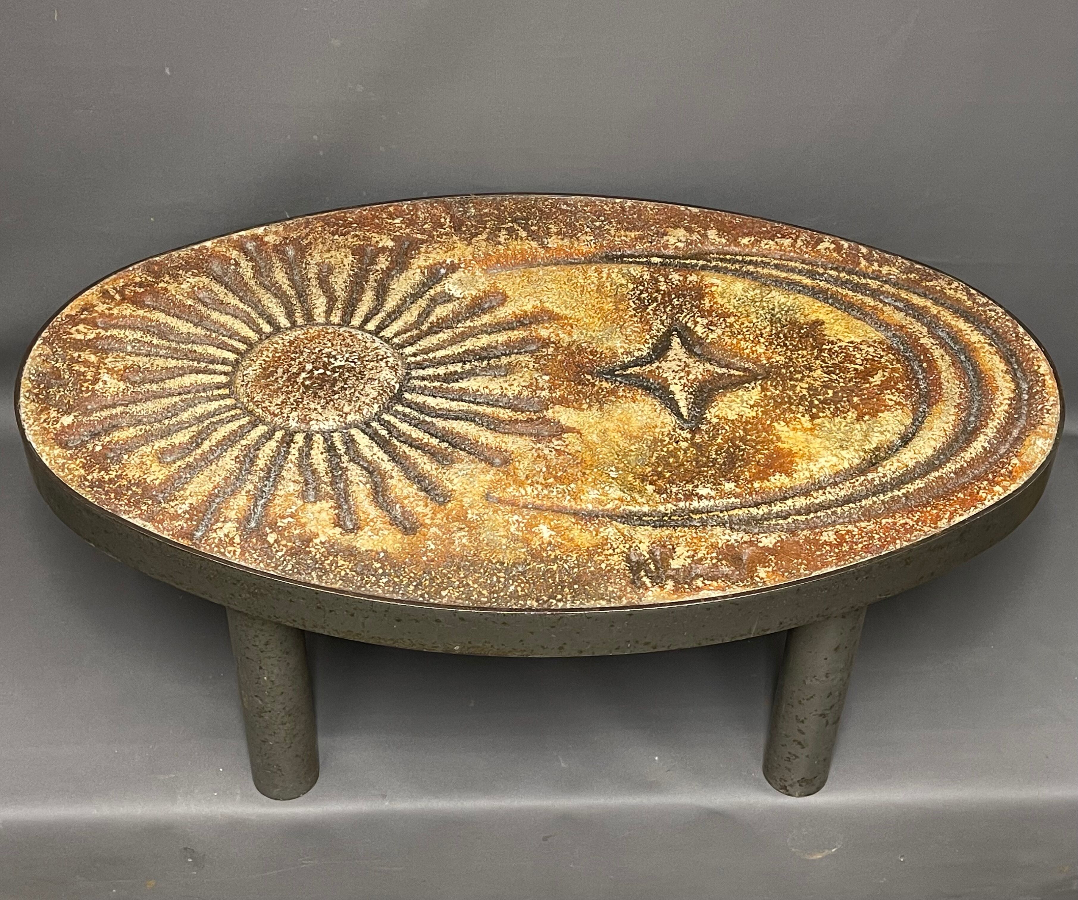 Sun coffee table in lava stone period 1960