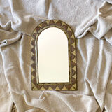 Grand miroir ancien en laiton style oriental-ethnique