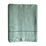 Old sheet in pure washed linen tinted in celadon green