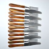 SOLINGEN Lot of 12 cheese cutlery Antique knives with horn handles and steel blades