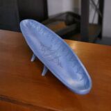 Long blue ceramic signed Atelier Mornac 1950s